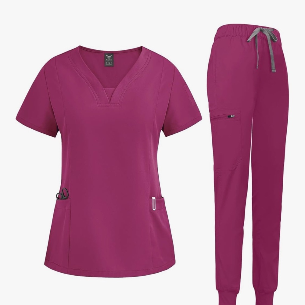 NiaaHinn Short Sleeve V-Neck Scrub Top